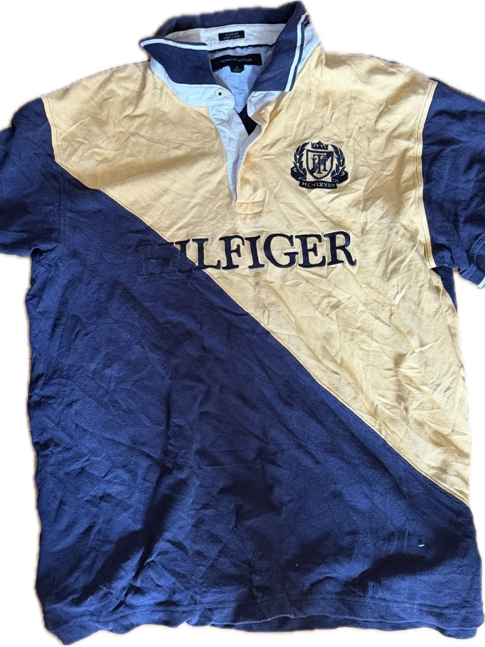 Tommy Hilfiger Navy & Cream Polo Collar Shirt